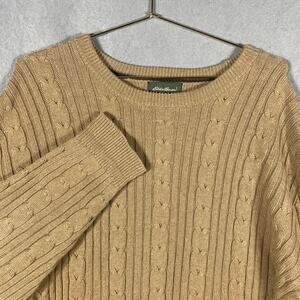 Eddie Bauer VTG Mens Cable Knit Crewneck 90's Retro Grandpa Sweater Size XXL